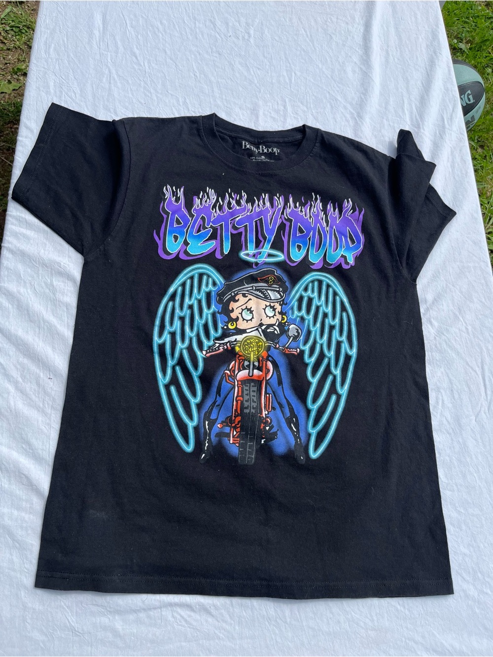 Betty Boop Black Graphic unisex  Tee with Neon Wings